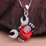 Elephant Fish Fox Crab Garnet Pendant Necklace - 925 Sterling SilverNecklaceCrab