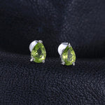 Fashion Pear Genuine Peridot Stud Earrings - 925 Sterling SilverEarrings