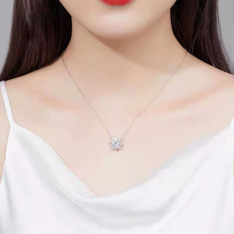 Sunflower Diamond Pendant Necklace - 925 Sterling SilverNecklace