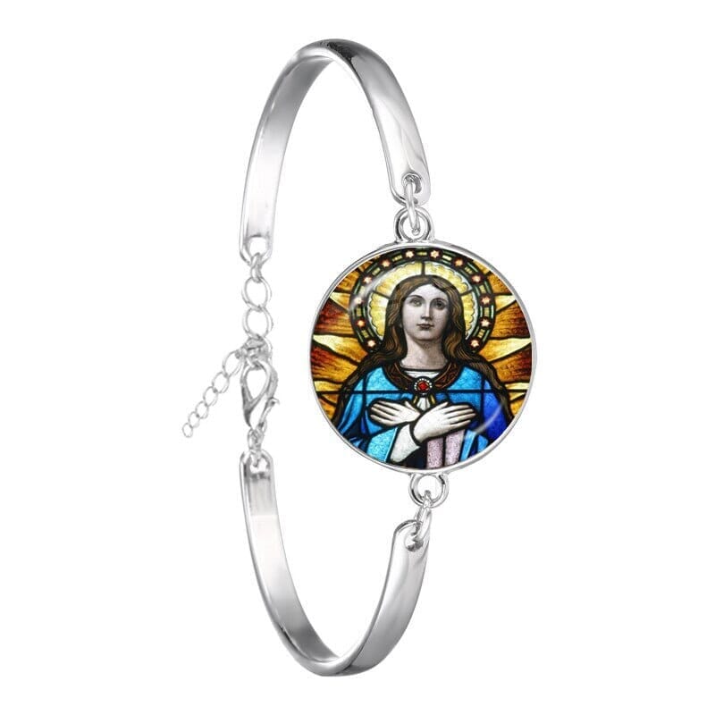 Our Lady of Guadalupe WWJD Glass Dome BraceletBracelet9