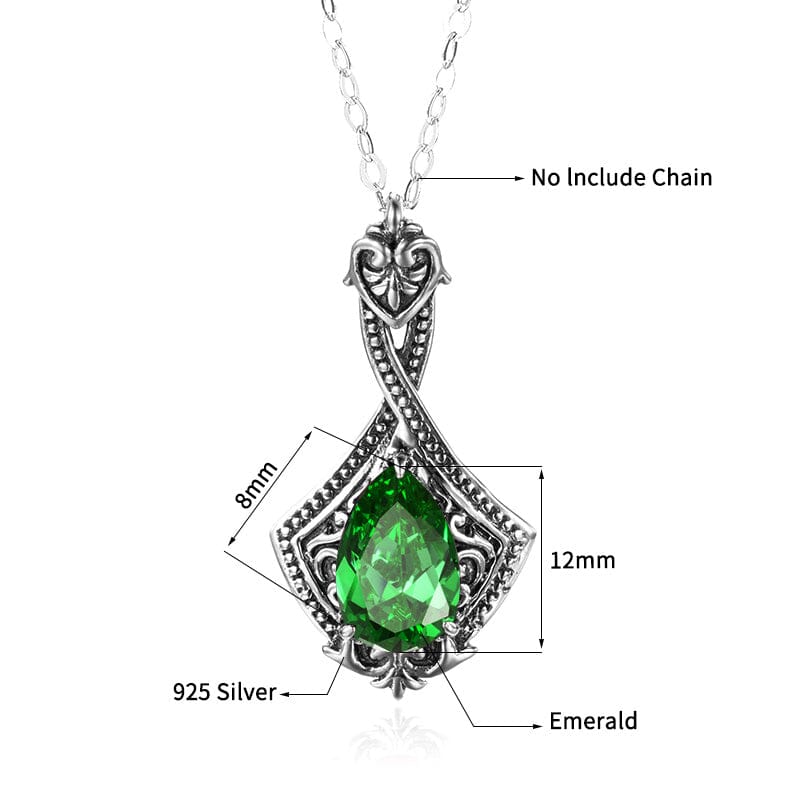 Elegant Vintage Emerald Necklace - 925 Sterling SilverNecklace
