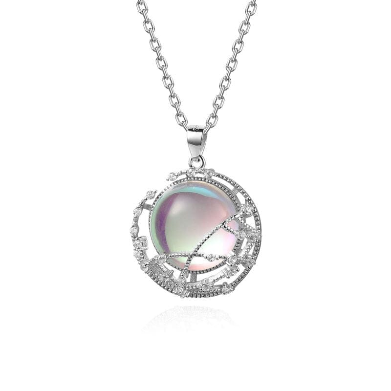 Temperament Clavicle Elegant Moonstone Pendant Necklace - 925 Sterling SilverNecklaceSilver