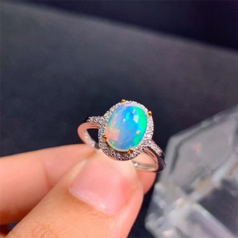 Natural Fire Opal Ring - 925 Sterling SilverRing