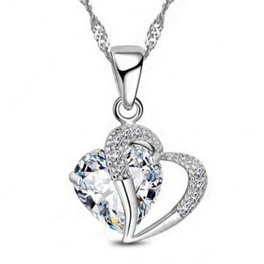 Elegant Ruby Love Pendant Necklace - 925 Sterling SilverNecklaceWhite