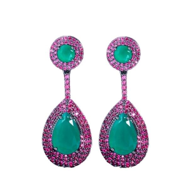Brazilian Emerald Pink Topaz Drop Earrings - 925 Sterling SilverEarrings