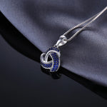 Flower Knot Created Blue Sapphire Pendant - 925 Sterling Silver (No Chain)Pendant