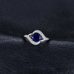 Statement Halo Blue Sapphire Ring - 925 Sterling SilverRing