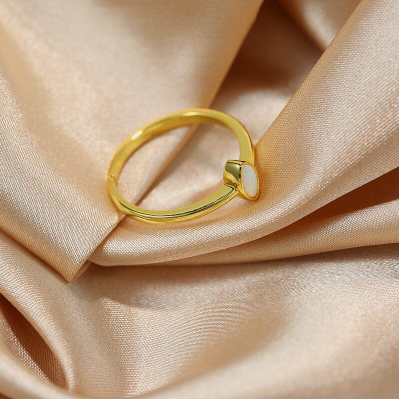 Charm Sparkling Opal Finger ( Adjustable ) Ring - 925 Sterling SilverRing