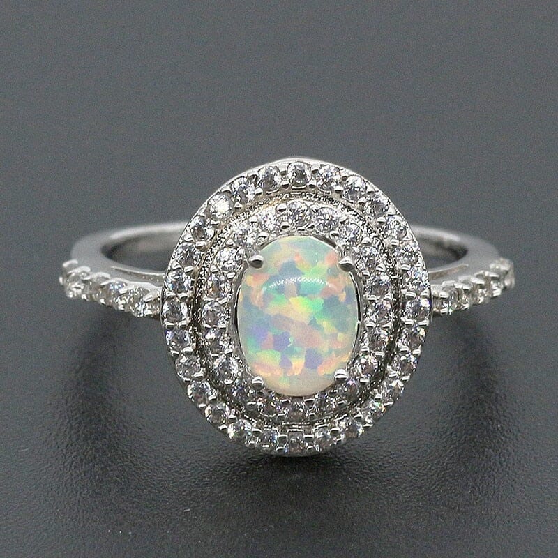 White Fire Opal Cubic Zirconia Oval RingRing9