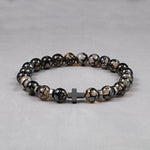 WWJD Energy Tiger Eye Stone Black Lava Cross Beads BraceletBraceletBlack dragon ElasticChina