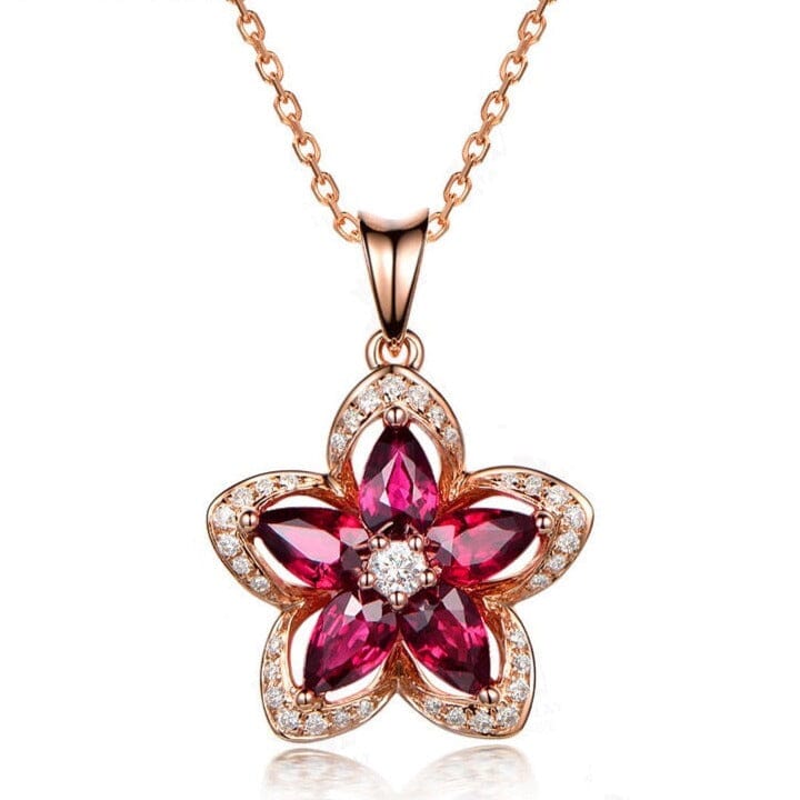 Classic Star Shape Red Ruby Pendant Necklace - 925 Sterling SilverNecklace