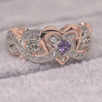 Heart Infinity Love Amethyst Ring - 925 Sterling SilverRing