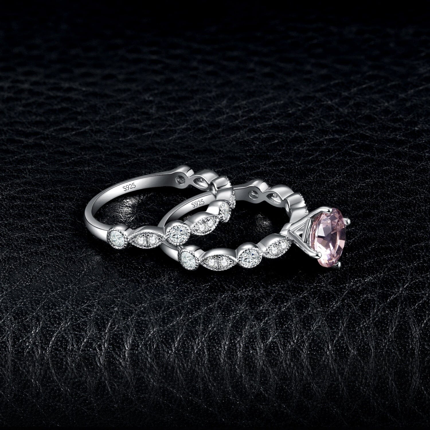 2 Pc Infinity 3ct Created Pink Morganite Ring - 925 Sterling SilverRing