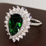 Bright Elegant Emerald Pear-shaped RingRing9B587