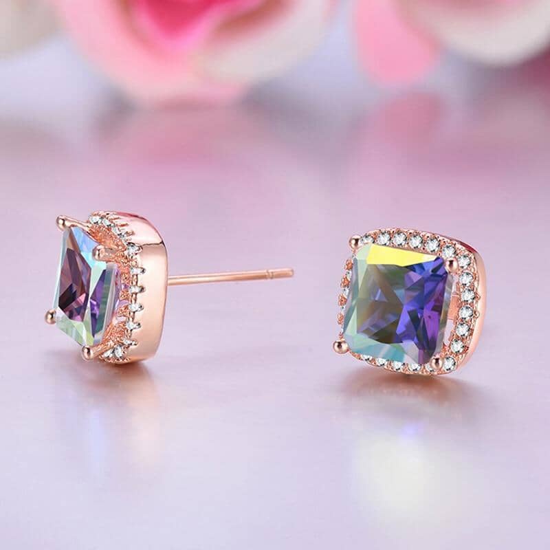 Mystic Jewelry Rose Gold Color Square Stud EarringsEarrings