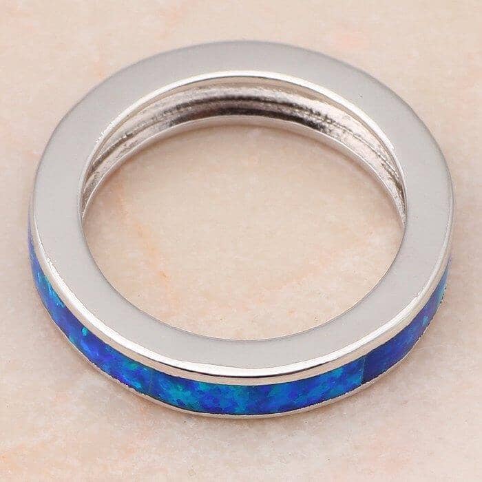 Blue Fire Opal Silver Stamped RingRing