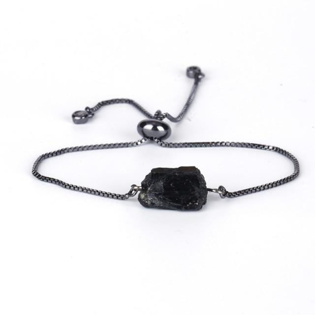 Natural Rough Black Tourmaline Stone BraceletBraceletBlack Chain