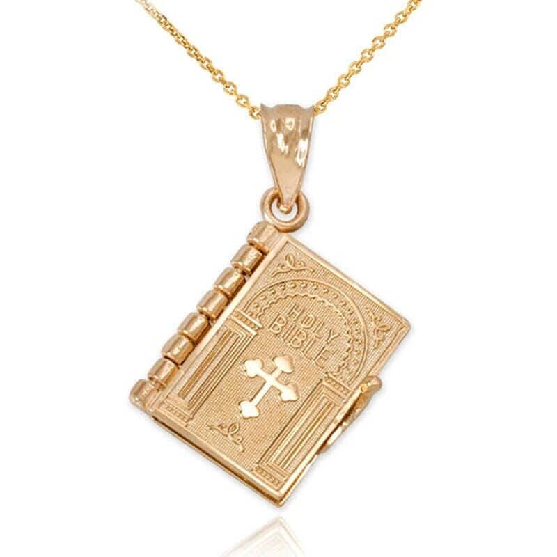 WWJD Openable Holy Bible Book Pendant NecklaceNecklace