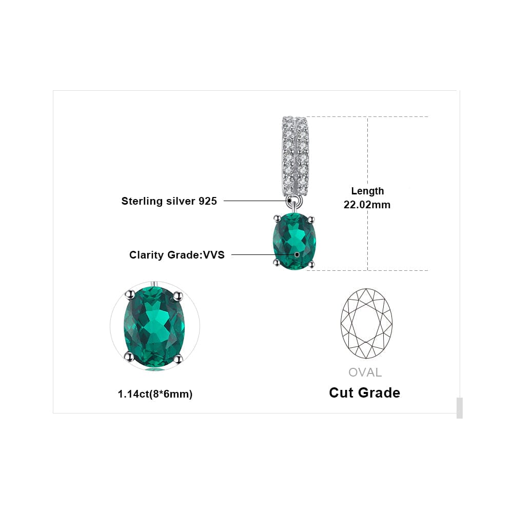 Unique Oval Simulated Nano Emerald Pendant - 925 Sterling SilverPendant