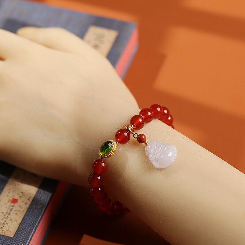 Buddha Beads 8mm Natural Red Agate BraceletBracelet