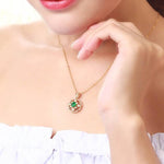 Round Shape Emerald Collar Bone Chain Necklace - 925 Sterling SilverNecklace