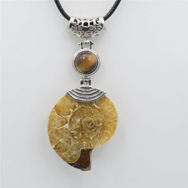 High Quality Natural Ammonite Shell with Natural Stones ChokerNecklaceTiger eye