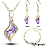 Elegant Party Crystals Jewelry SetJewelry SetGold Light Purple