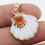 Natural Stone Flower and Shell Shaped PendantsPendantB-Red Agate