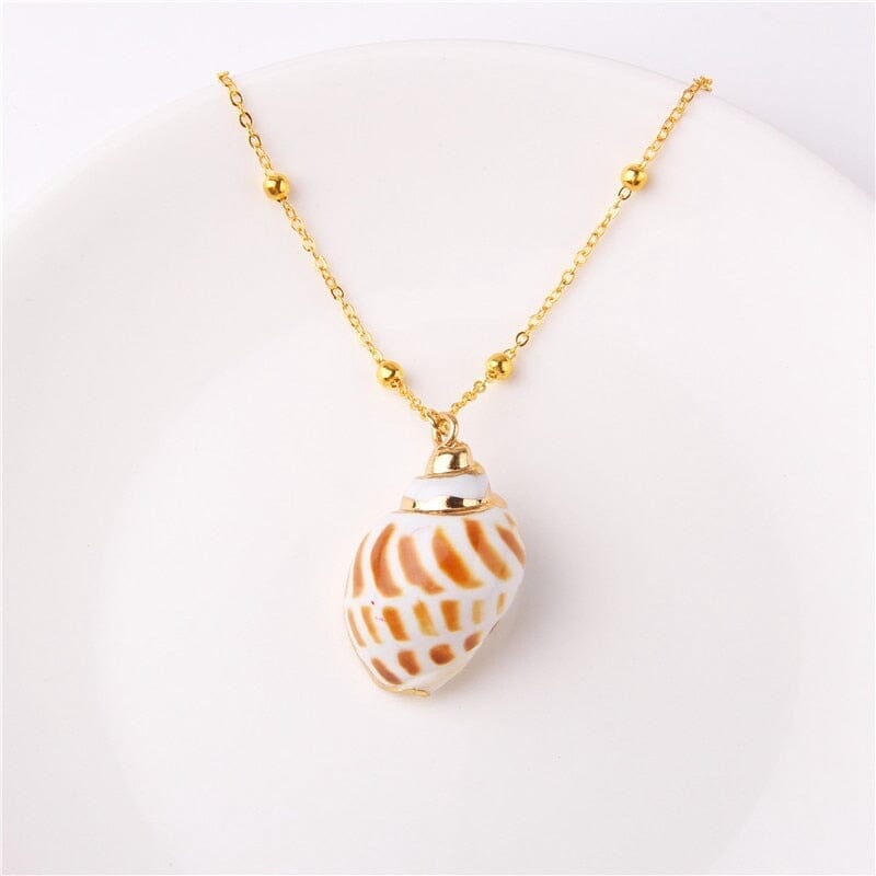 Boho Shell Necklace Sea Shell Chain Pendant NecklaceNecklace19 about 3.5cm