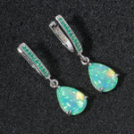Green Fire Opal & White Fire Opal Dangling EarringsEarrings
