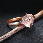 Rose Quartz Heart Ring - 925 Sterling SilverRing