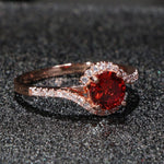 Pretty Rose Gold Ruby Ring - 925 Sterling SilverRing