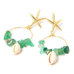 Boho Puka Shell Stone Chips Starfish Charm EarringsEarrings14 Green agate