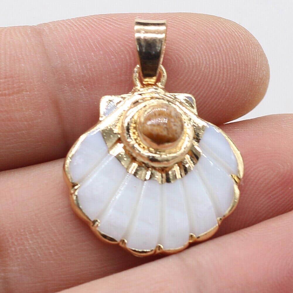 Natural Stone Flower and Shell Shaped PendantsPendantB-Picture stone