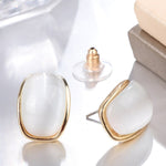 Luxury Arched White Opal Stud EarringsEarrings