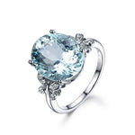 Round Aquamarine and Butterfly Ring - 925 Sterling SilverRing6