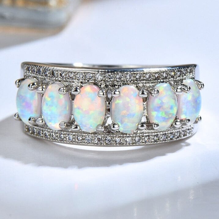 Promise Love Big White Fire Opal Stone Ring - 925 Sterling SilverRing
