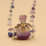 Natural Stone Fluorite Perfume Bottle Pendant NecklaceNecklace