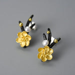 Winter Blossom Stud Earrings - 925 Sterling SilverEarringsblack