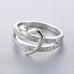 Heart Shape Inlaid Diamond Fashion Ring - 925 Sterling SilverRing6