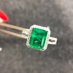 Emerald White Topaz Square Cocktail Ring - 925 Sterling SilverRing