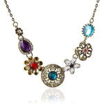 Retro Style Magnificent Turquoise Crystal Flower Pendant NecklaceNecklace