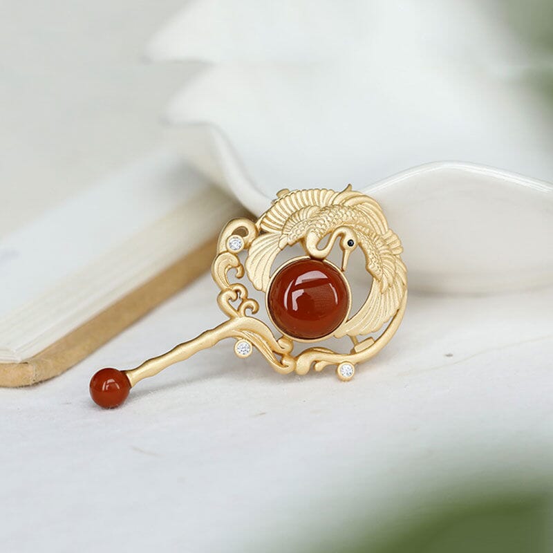 Ancient Gold Red Tourmaline BroochBrooch