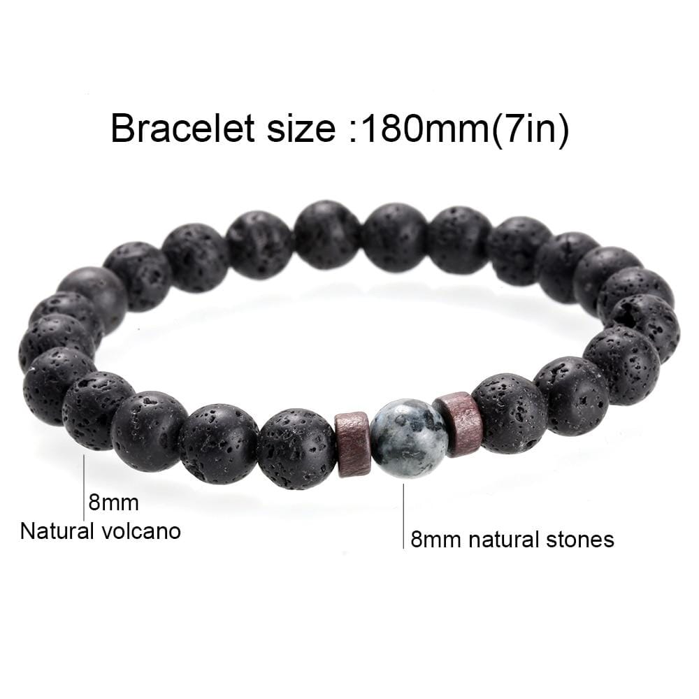 Natural Moonstone Lava Stone Bead Tibetan Buddha Bracelet For MenBeads
