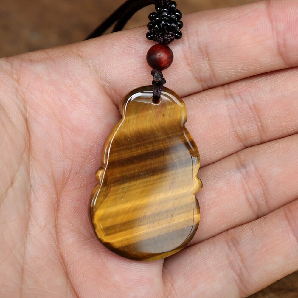 Tiger Eye Stone Carved Lucky Energy NecklaceNecklace