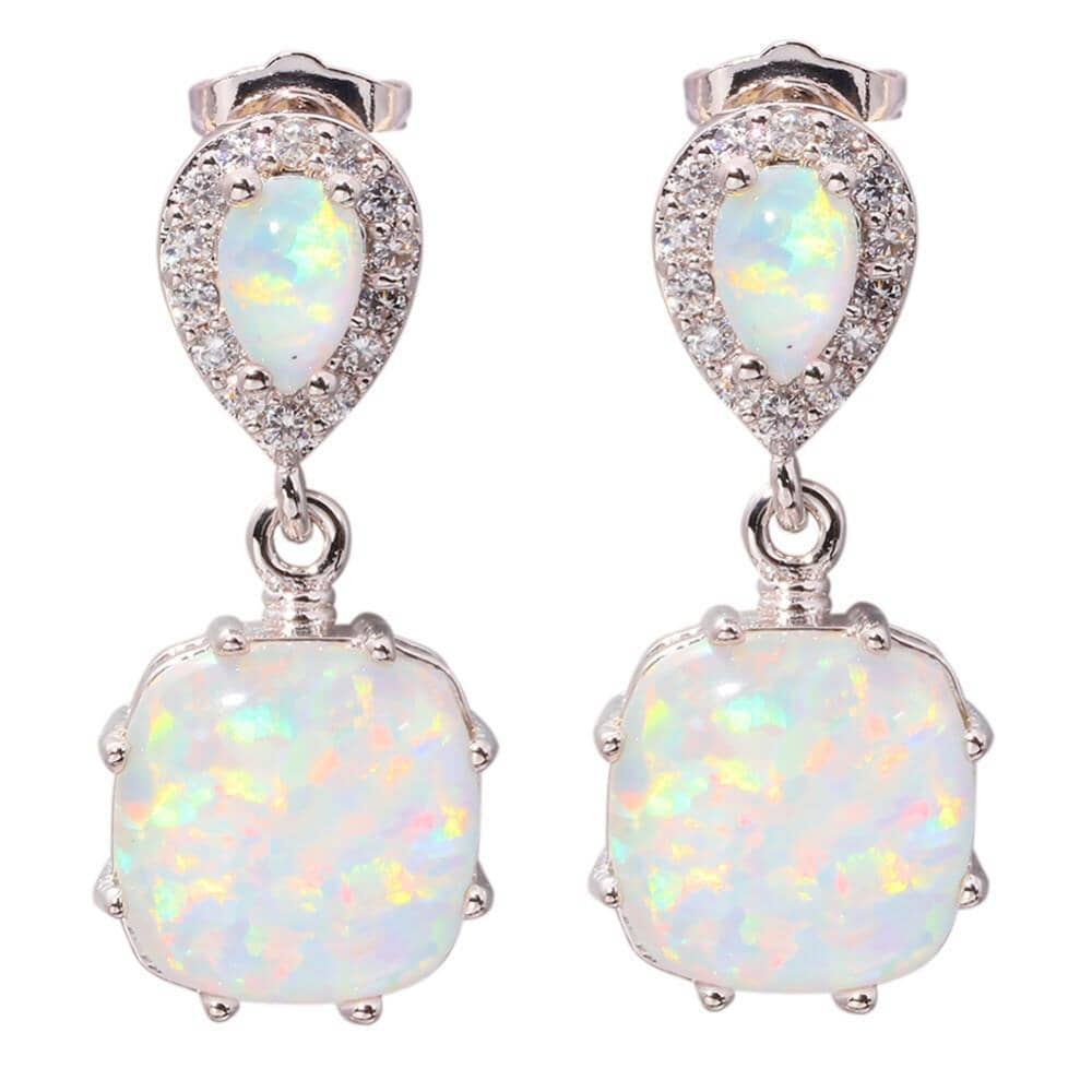 White Fire Opal Earrings - 925 Sterling Silver - AtPerry's – AtPerry's ...