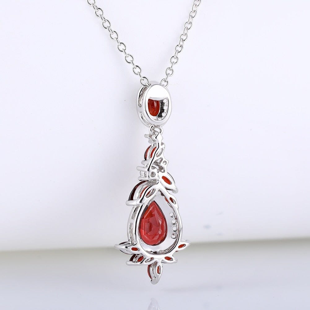 Handmade Garnet Pendant Necklace - 925 Sterling SilverNecklace