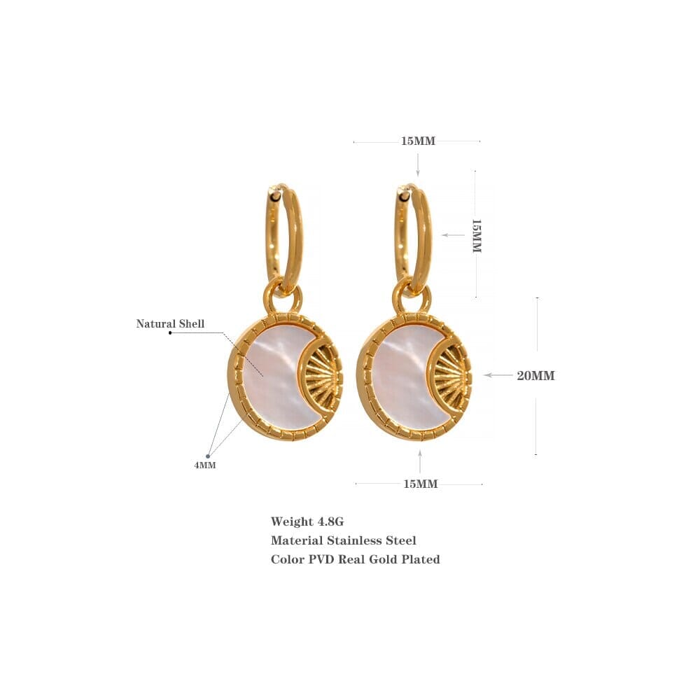 Golden Elegant Fashion Shell Star Moon Dangle EarringsEarrings