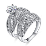 2pcs Natural Elegant Diamond Ring - 925 Sterling SilverRing9