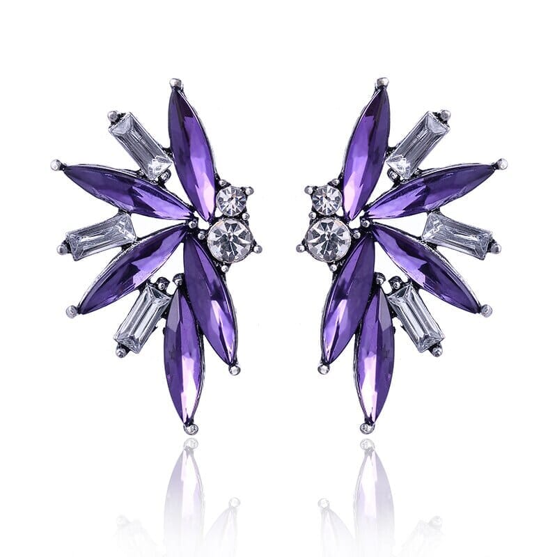 Colorful Crystal Opal Stone Angle Wings Stud EarringsEarringspurple